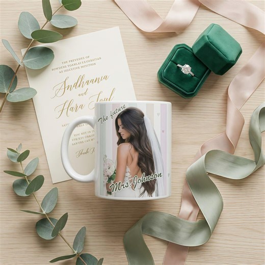 Custom Photo Illustration Bride Mug, Drink Mug, Future Mrs Mug, Wedding Gift for Bride, Anniversary Gift for Couple - Etsy