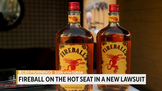 Fireball Cinnamon fans be warned — according to a new lawsuit, the mini bottles of the fiery drink are “misleading” because they do not actually contain any whiskey. https://cbsn.ws/3Y2zpUf | CBS Mornings