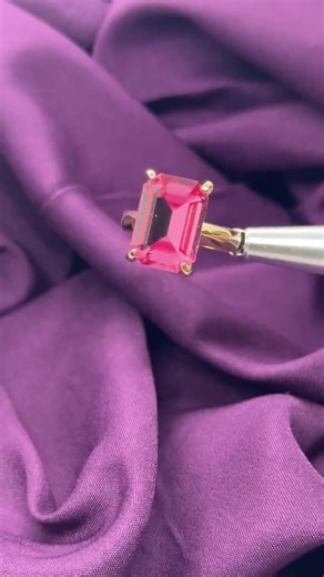 Emerald Cut Pink Paste Stone Ring: Gold Plated - Etsy