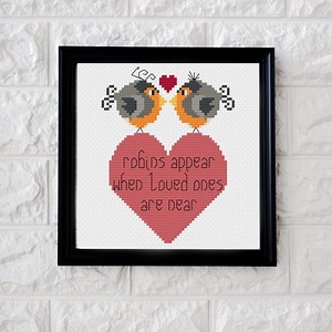 Oiseaux - Rouge-gorge - Les rouges-gorges apparaissent lorsque des êtres chers sont à proximité - Modèle de point de croix PDF - Etsy France