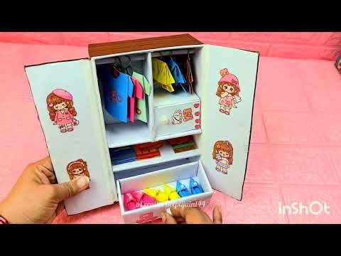 Mini Almari Making| Cardboard Mini Almari| #minialmari #miniwardrobe #viral #video