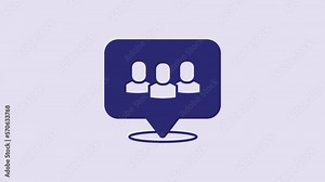 Blue Project team base icon isolated on purple background. Business analysis and planning, consulting, team work, project management. Developers. 4K Video motion graphic animation