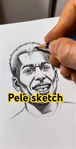 Drawing Brazillian football legend Pele _Step by Step Drawing #shorts #drawing