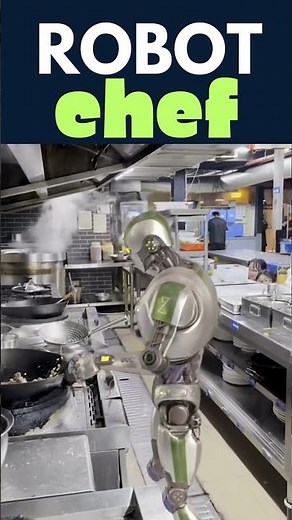 Un robot chef con inteligencia artificial trabaja duro en la cocina