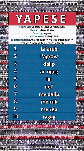 NUMBERS IN THE YAPESE LANGUAGE