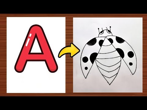 "This 'A' to Ladybug hack is GENIUS! Step by step tutorial 🐞😱"#Ladybug #ArtTutorial #AlphabetDrawing