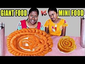 GIANT FOOD vs MINI FOOD CHALLENGE IN TAMIL FOODIES DIVYA vs ANUSHYA