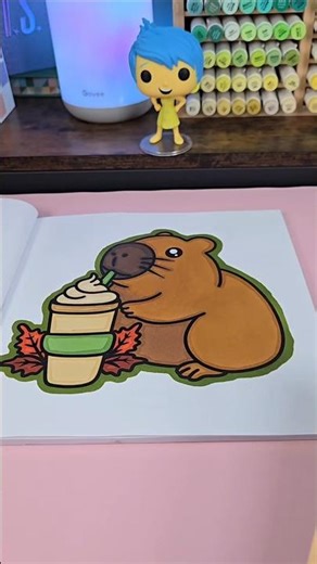 Cute little Capybara 😍 Color With Me 🍁 Also ft my Joy Funko Pop #coloring #colorwithme #capybara