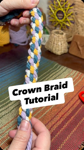 Brittany Huston on Instagram: "The Crown Sinnet/braid is a four strand braid that makes an elastic circular braid. This tutorial will show you how to make it - what you do with it is up to your imagination ❤️ what have I done with it? I’ve mostly just enjoyed making it and then hoarded the cord until it tells me what it wants to be… which it hasn’t yet 😂 Materials: I used 4 different colored macrame cords. You can use any cord/yarn you want! This braid eats up a lot of cordage. Make sure to dou