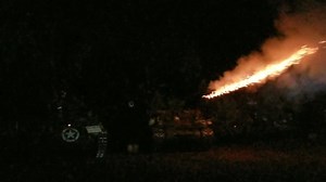 Now view this! Please enjoy an ad hoc video of our armor lighting up the night skies, firing black powder (blanks) in a sequential firing exercise. The first to fire is KOHEN, our M7B1 Priest Howitzer Motor Carriage and its 105mm howitzer M2. The next to fire is GOLEM, our M4A1 Sherman Grizzly medium tank and its 75mm gun M3. The next to fire is FRED, our M4A3(105) HVSS Sherman medium tank and its 105mm howitzer M4. The last to fire is BRACHA, one of our two M18 Hellcat Gun Motor Carriage tank d