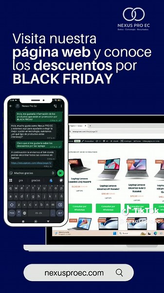 https://nexusproec.com/shop/ ¡Atención amantes de la tecnología! 🚀💻 Este Black Friday, en Nexus Pro EC tenemos descuentos imperdibles en laptops, impresoras y mucho más. 😱🔥 Visita nuestra página web y descubre todas las ofertas que tenemos para ti. Además, puedes consultar directamente por WhatsApp cualquier producto que te interese. ¡Es tu oportunidad de llevar la mejor tecnología a precios increíbles! 🖥️📱 📲 Contáctanos por WhatsApp: 0982992310 🌐 Sitio web: www.nexusproec.com 📸 Sígueno