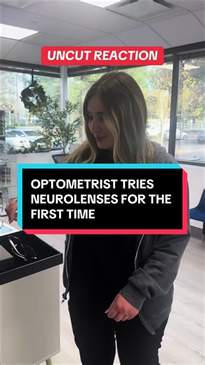 Our optometrist tries her new Neurolenses for the first time over her contact lenses. Thank you for sharing your experience and testimonial with everyone. We truly appreciate everyone who helps us spread awareness of these commonly undiagnosed vision issues. Our doctor has firsthand experience with prescribing prism lenses and works closely alongside Dr. Antonyan, O.D. to support our BVD patients and all of our patients. We have to feel the relief ourselves before we truly understand how to help