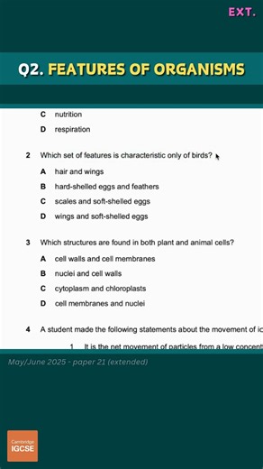 IGCSE Biology - Multiple Choice (exams from 2026) #biology #exams #revision