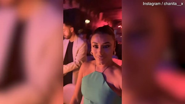 Chanita Stephenson stuns in bright green mini dress on night out in Manchester