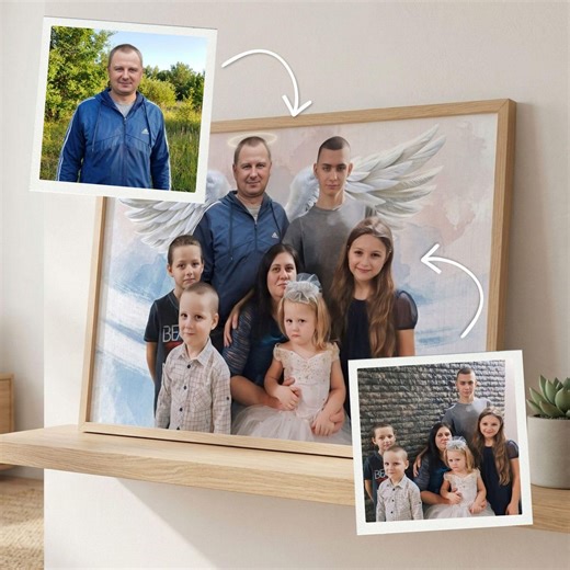 Memorial Portrait from Photo, Family Portrait Commission, Loss of Father Gift, Deceased Love One Drawing