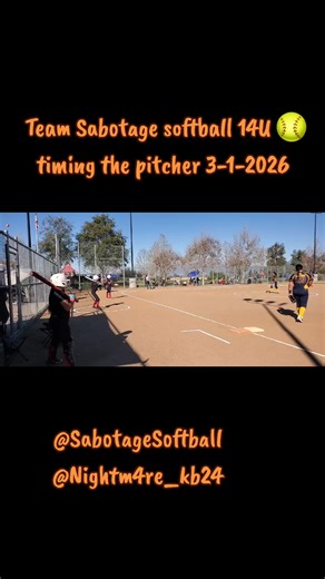 Team Sabotage softball 14U 🥎 timing the pitcher 3-1-2026 #softballgirl #softballplayer #softballlife #travelball #CapCut @Sabotage Softball @Nightm4re_kb24 great work girls 🙏📿🤲😇❤️🕊🧎‍♂️🫂🥎