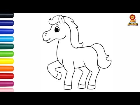 Cute Horse Drawing & Coloring 🐴 | Easy Coloring for Kids |