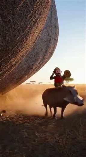 Warthog with Cymbal-Banging Monkey Pranks Sleeping Lions