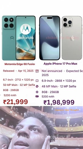 Motorola Edge 60 Fusion vs iPhone 17 Pro Max 😱₹21,999 vs ₹1,98,999 | Worth the Price?