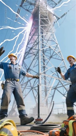High Voltage Disaster: Tower Crumbles After Deadly Short Circuit 😰#viralvideo #shortvideo #shorts