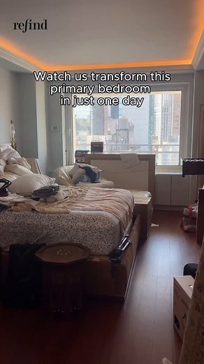 Refind by Jonathan Rosen on Instagram: "We’re kicking off this Refind makeover with the Primary Bedroom. It had a lot of nice stuff, but was in much need of some real Refind magic. My whole team and I got in on the act: organizing, redistributing furniture, carpets, lighting, artwork, etc so we could turn this already lovely space into a soothing gentleman’s retreat. The full reveal comes next!"