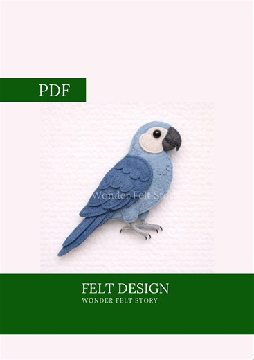 Felt Parrot Sewing Pattern, Felted Animals, Felt Blue Bird Ornament, Kids Crafts, Felt Ornaments, Felt Animal Patterns, DIY Home Decorations - Etsy