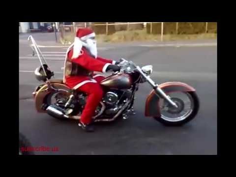 Awesome Santa Claus Riding HARLEY DAVIDSON Motorcycles ★ Merry Chrismas