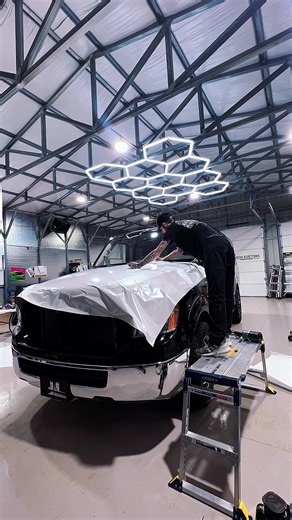 Just a 86”x 60” hood, this is gonna be a sweet makeover @orafolamericas gloss crystal white #unionkustoms #northcarolina #monroenc #vehiclewraps #704