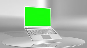 Metallic Laptop Mock-Up Animation on white background. Minimal idea concept. Green screen, 3D Render.