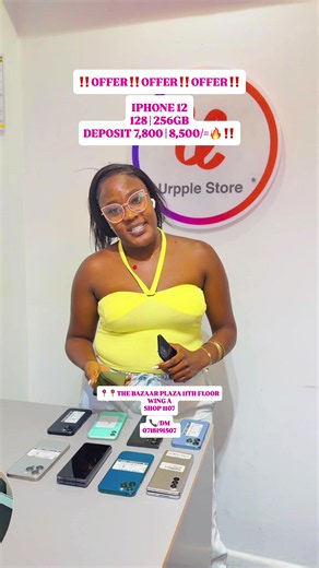 ‼️OFFER‼️OFFER‼️OFFER‼️ IPHONE 12 128GB | 256GB DEPOSIT 7,800/= | 8,500/= CASH 32,999/= | 34,999/= Only at Urpple Store Where Authenticity Meets Everything Purchase 📞/DM - 0701975719 to 🛒 📍📍THE BAZAAR PLAZA 11TH FLOOR WING A, SHOP 1107 #iphone12 #100kviews #flashsale #iphone #fypシ
