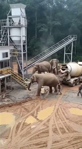Elephant Herd Destroys Illegal RMC Plant