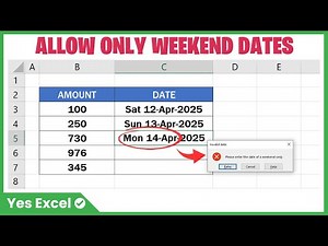 Allow Only Weekend Dates - Excel Data Validation