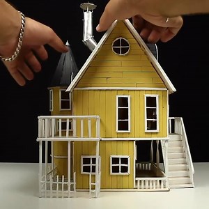 This DIY popsicle stick house is awesome! 😱 Credit: Guldies | VT