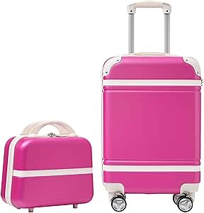 22 Inch Carry on Luggage with Wheels,Carry-on Luggage 22x14x9 Airline Approved, International Hardshell Luggage Sets 2 Piece, Lightweight Hardside Carry On Luggage Set with Cosmetic Case (Pink)