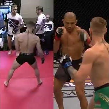 Conor McGregor practicing the exact punch he used to knock out Jose Aldo before the fight