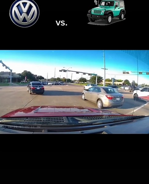 #jeep #wrangler #vw #jetta #texas #dallas #garland #dallas #hood #accident #redlight #red