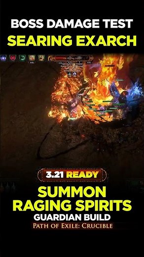 3.21 Boss Damage Test - Summon Raging Spirits - Poe Builds #shorts #pathofexile