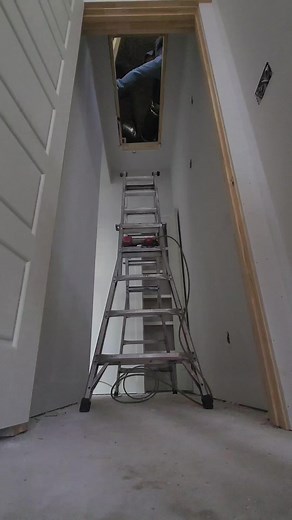 12ft full aluminum attic ladder install💪👍 #woodwork #attic #ladder #new #job #woodworking #installation #construction #carpenter #process #Install #aluminum #heavy #teamwork #support | Chris Thf Hammond
