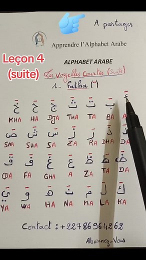 Apprendre l'Alphabet Arabe: Leçon 4 - Les Voyelles Courtes