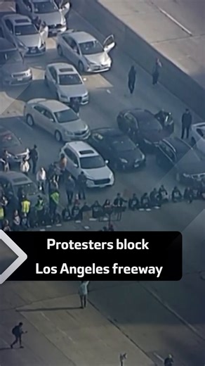 40 reactions · 8 comments | Watch: Dozens of protesters calling for a ceasefire in Gaza form a human chain and shut down a major freeway in downtown Los Angeles. Read more: https://ara.tv/6ed9e | Al Arabiya English | Facebook