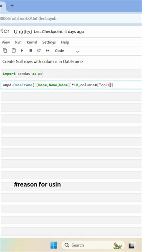 Create DataFrame with Null Records #python 12