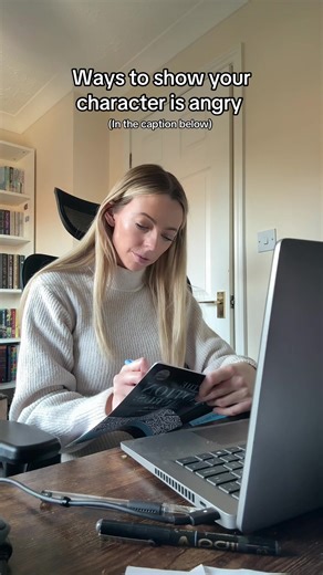 It’s so easy to fall into the trap of telling the reader your character is angry, but how can you show it? Here’s some ideas I love from the emotion thesaurus: Flared nostrils Handling objects roughly A high chin Baring teeth Eyes that seem to bulge A reddening of the face Lips that flatten Grinding teeth Snapping at people Cracking knuckles Avoiding eye contact Road rage Being rude to strangers Rolling up sleeves Stomping This book has massively helped me grow from “he was angry” and I highly r