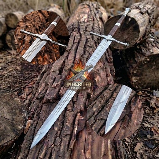 Hand Forged Medieval Sword – Functional Full Tang Steel Blade With Leather Scabbard - Etsy
