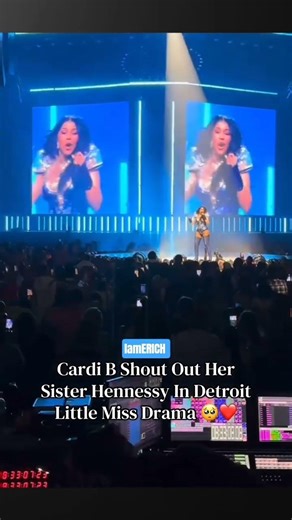 cardi b gives a shout-out to her sister Hennessy at her little miss drama tour #iamerich #cardib