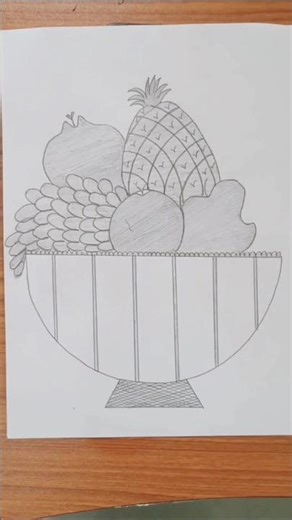 Fruit Bowl drawing 🍓🍎🍌 #fruitbowl #art #drawing #painting #easydrawingforkids #fruitbowldrawing