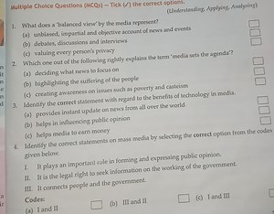 Multiple Choice Questions (MCQs) - Tick (✓) the correct options... | Filo