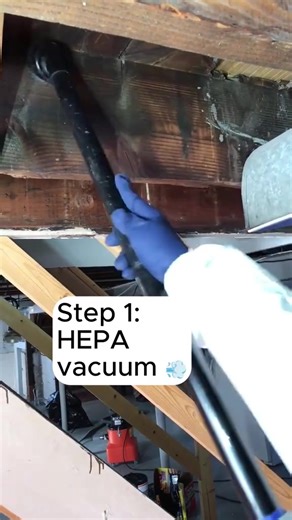 The extra work goes a long way! You do not want to risk aerosolizing mold spores, ESPECIALLY if the homeowner is immunocompromised. As a bonus, it's even satisfying to watch 😊 #advantaclean #chicagoland #northwestchicagoland #mold #moldremediation #moldremoval #hepavacuum #hepa #moldsafety #healthyhome #homeowner | AdvantaClean of NW Chicagoland