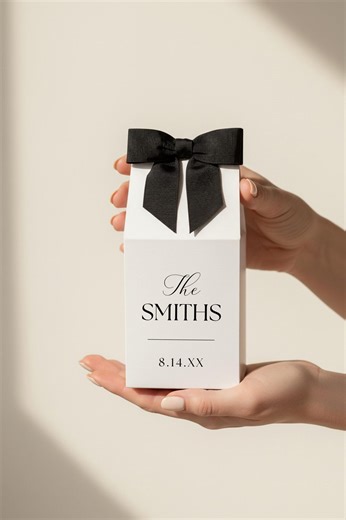 PRINTED Personalized Wedding Favor Boxes With Ribbon - Etsy