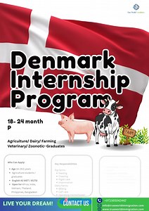 🚜 Work. Earn. Grow — in Denmark! 🇩🇰 Applications are now open for the Denmark Agricultural Internship Program 2025! 🌾 Here’s your chance to work abroad, gain international experience, and earn a competitive salary in Euros — all with minimal documentation and basic English. Don’t miss this golden opportunity to start your international career in Europe 🌍 ✨ Seats are limited — Apply Now! 📞 Contact True World Consultancy NOW to reserve your spot before someone else takes it! 📩 Book your FRE