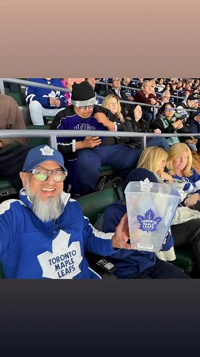 Having an amazing time with my grandson at the leafs game tonight, we ate all the popcorn 😂 Go Leafs Go 🏒 Toronto Maple Leafs | Mushtaq Sayed
